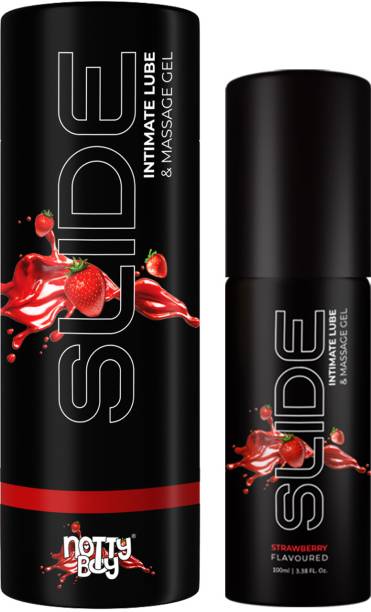 NottyBoy Slide Intimate Lube & Massage Gel, Strawberry Flavoured, 2-in-1 Use, Water Based Lubricant