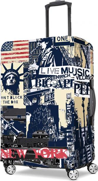 MADHVACREATION Printed Travel Suitcase - Dust , Dirt & Scratch Proof Stretchable & Scratchproof Trolley Bag Protector , Washable & Reusable Luggage Cover