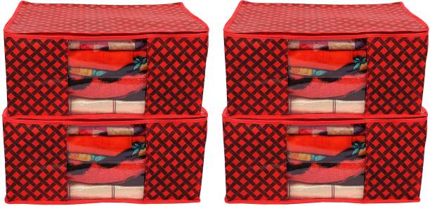 arman developers New Red Checks Design Non Woven Saree Bag Best Stitching and High Quality Product Luggage Cover