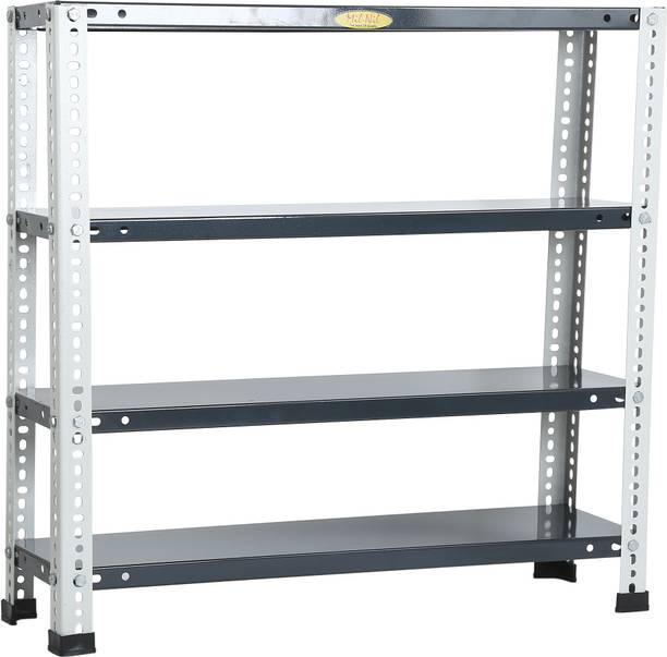 Mil-Nil PRIME CRC SHEET 4 Shelf 24 Gauge Slotted Angle Rack 18 Gauge (30X30X9 IN, Grey) Luggage Rack