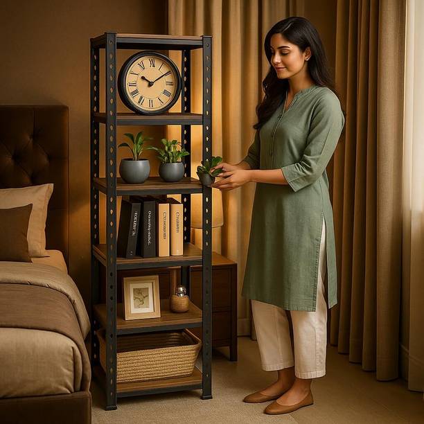 HAVEU 6 Tier Metal Boltless Rack for Storage/Height Adjustable with Plywood Plan Luggage Rack