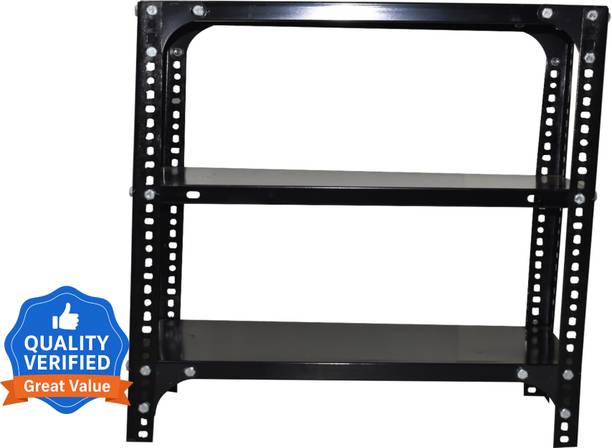 FIDVI Slotted Angle CRC Sheet 3 Shelves Multipurpose Storage Rack Metal Open Book Shelf