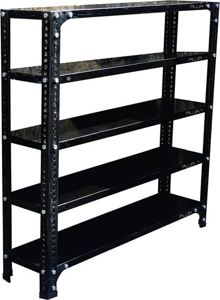 ALIJA Slotted Angle slim Shoe Rack (36 x 36 x 9 Inch) with 5 Shelves unit (24 Gauge) (Black) Luggage Rack