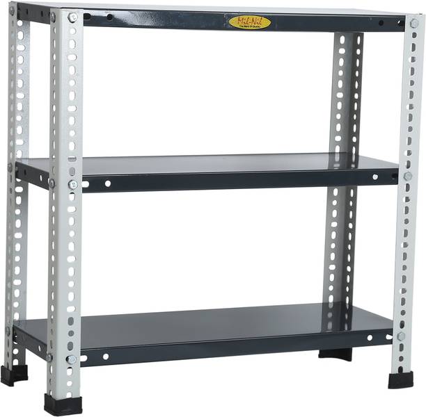 Mil-Nil PRIME CRC SHEET 3 Shelf 24 Gauge Slotted Angle Rack 18 Gauge (24X24X9 IN, Grey) Luggage Rack
