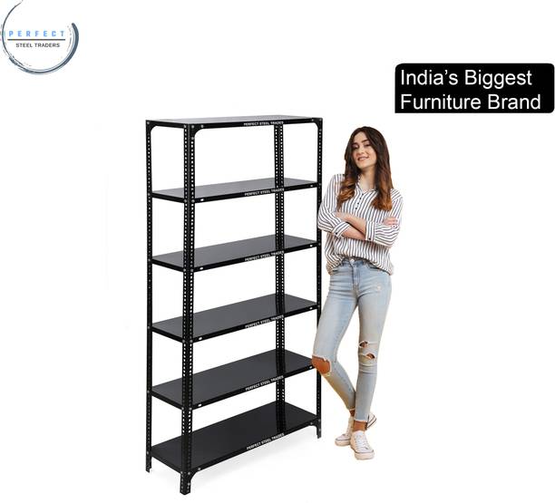 Perfect Steel Traders New Slotted Angle 6 Shelves Multipurpose Powder Coating Storage Racks Luggage Rack