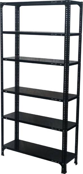 ALIJA Slotted Angle Metal Rack with 6 Shelves Storage Rack unit (22 Gauge shelf 16 gauge angle) (Black) Luggage Rack