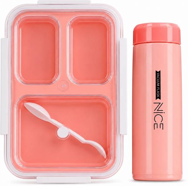 Om Traders Daily Meals 3 Compartment Lunch Box with Water Bottle 3 Containers Pl