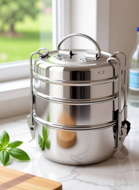 Classic Steels Stainless Steel Tiffin, Lunch Box -3 Layer 3 Containers Lunch Box