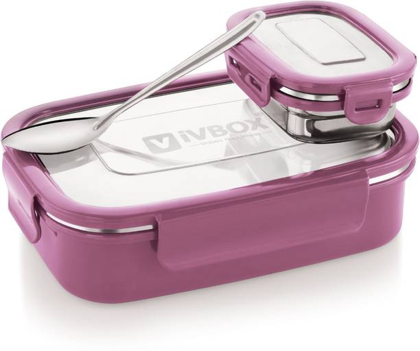 iVBOX Thermo-Max insulated Lunch Box Stainless Steel Leak-Proof Tiffin 2 Containers Stainless Steel Office Lunch Box