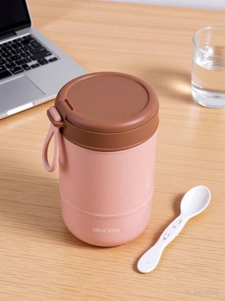 Bhaguji Insulated Food Container for Kids Adult Food Jar with Folding Spoon Leak