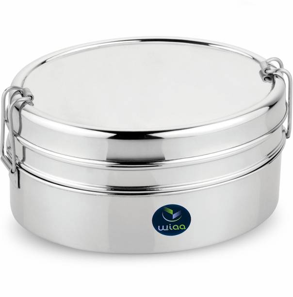 wiaa Stainless Steel 2 Container Lunchbox for School and Office Sada Tiffin Box 2 Containers Lunch Box