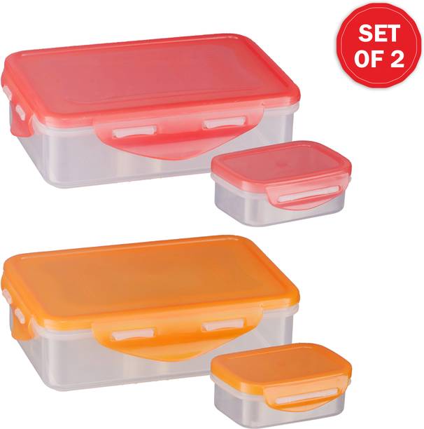 Trueware Tiffinline School Mate Set of 2 Plastic Kids Lunch box Big Box 500 & Small 150ML 2 Containers Lunch Box