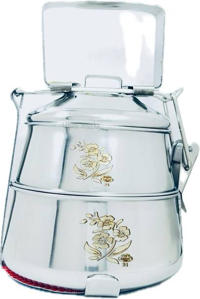 Artha S.S. Laser Printed Lunch Box With 2 Seperate Compartments 2 Containers Lunch Box