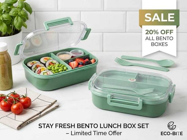sovona enterprise BENTO CARRY FRESH 2 Containers Plastic College Lunch Box