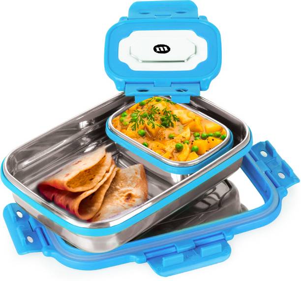MARU Click Lock Stainless Steel Tiffin Box for School & Office blue 1 Containers Lunch Box