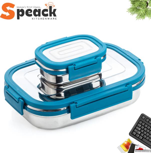 SPEACK Steel Lunch Box For Kids 2 Containers Lunch Box