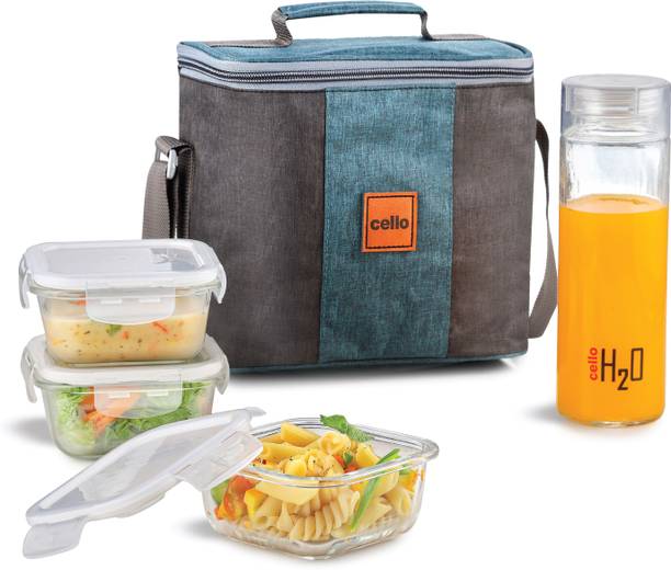 cello Elite Square, Leakproof, Microwave safe, (3 x 320 ml, 1 x 500 ml) 4 Containers Lunch Box