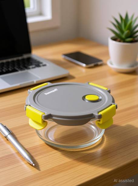 Home Puff Borosilicate Glass, Microwavable, AirVent Lid 1 Containers Glass Office Lunch Box