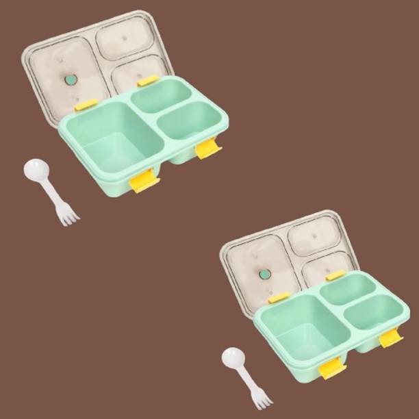 TRENDINGKITCHEN Combo Pack of 2 School, College and Office Lunchbox ,Tiffin Box 3 Containers Lunch Box