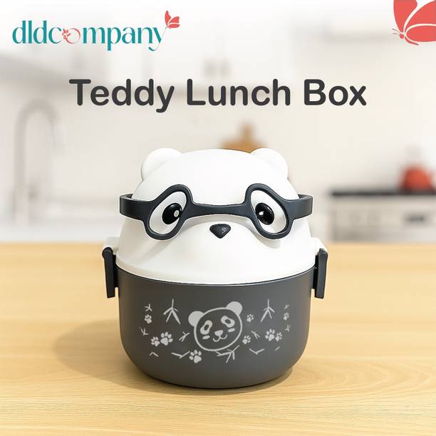 dldcompany Teddy Bear Shaped Tiffin Box for Kids – 3 Layer Airtight Lunch Box(Grey) 4 Containers Lunch Box