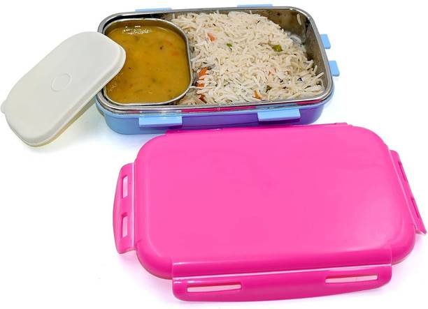 Zaib Steel lock tiffin box / airtight lock lunch box for boy and girl 2 Containers Lunch Box