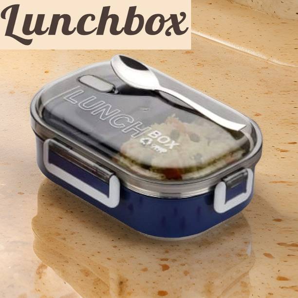 TRENDINGKITCHEN Stainless Steel Double Wall Lunchbox for Kids (Blue) 2 Containers Lunch Box