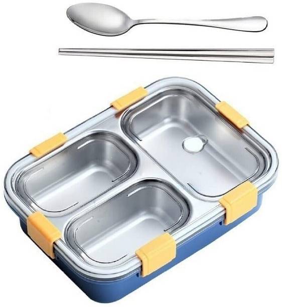 HM EVOTEK Glass Lunch Box With Airtight Wooden Lid (1040 ml, 640 ml & 370 ml) - 3 Containers Lunch Box