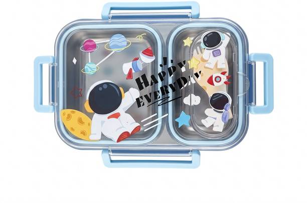 BHUPI Stainless Steel Lunch Box with 2 Compartment ,Airtight,Leak-Proof,BPA-Free 2 Containers Stainless Steel School Lunch Box