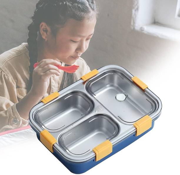 DEKIYANZ 3 Compartment Durable BPA-Free Dishwasher Safe Tiffin Box for School & Office 3 Containers Lunch Box