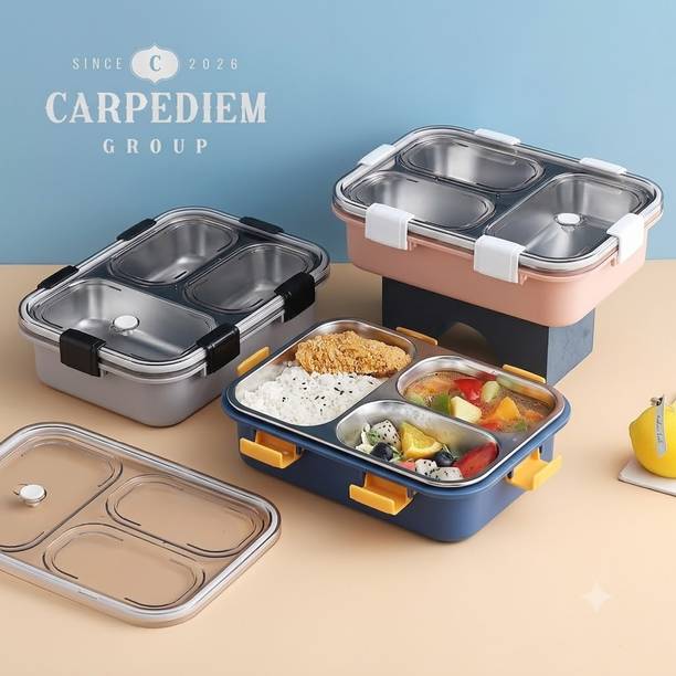 CPD 3 COMPARTMENT STEEL LUNCH BOX 1 Containers Stainless Steel School Lunch Box