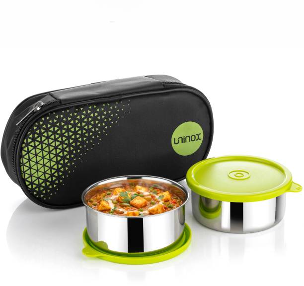 UNINOX Stainless Steel Tiffin Set of 2 Container 325 ml each Lunch Box 2 Containers Stainless Steel School Lunch Box