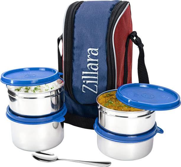 Zillara Tiffin | Box |Air Tight | Lunch Box| For Kids Steel | Tiffin 03-ZL 4 Containers Lunch Box