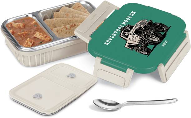 MILTON Meal Safe 2 Inner Steel Tiffin Box for School with Steam Release Plug, Ivory 2 Containers Lunch Box