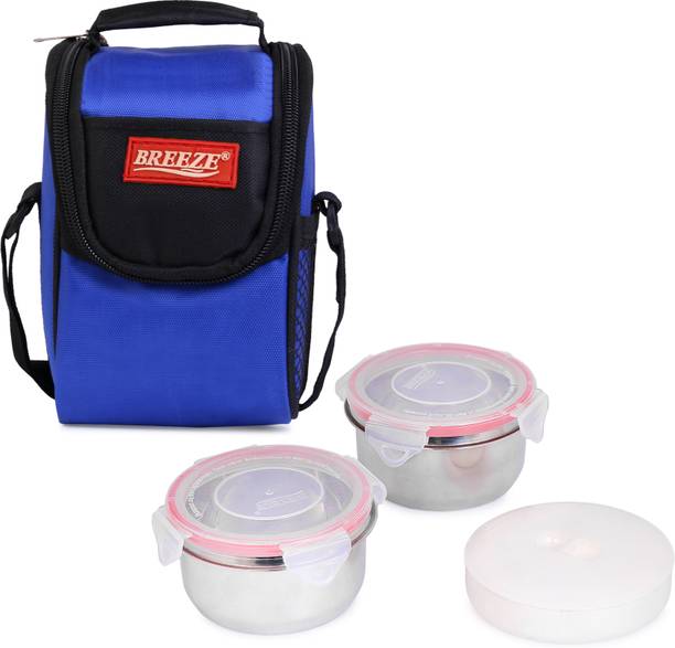 BREEZE Happy Meal Lunch Box with Insulated Fabric Jacket 3 Containers Lunch Box