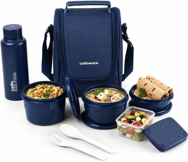 cello MF All in One Set with Fabric Bag | Microwave Safe |Easy to Carry| 1 Bottl