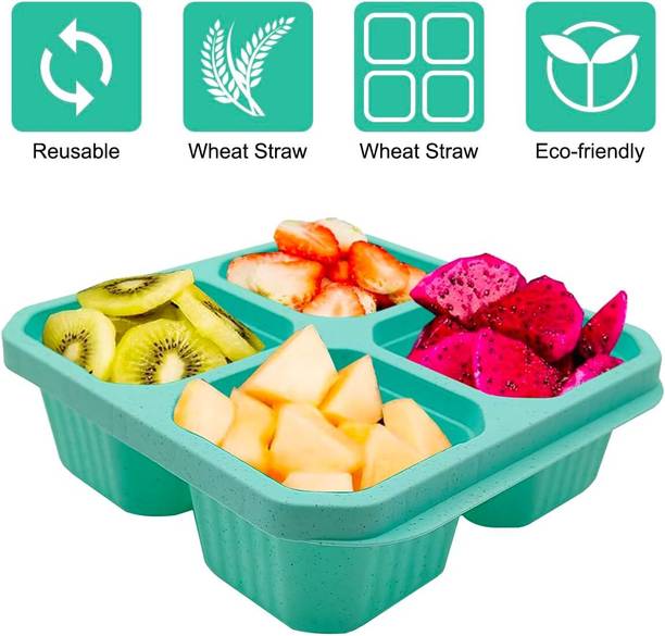 RBGIIT 4-Compartment Food Storage Containers Wheat Straw Meal Prep B6 4 Containers Lunch Box