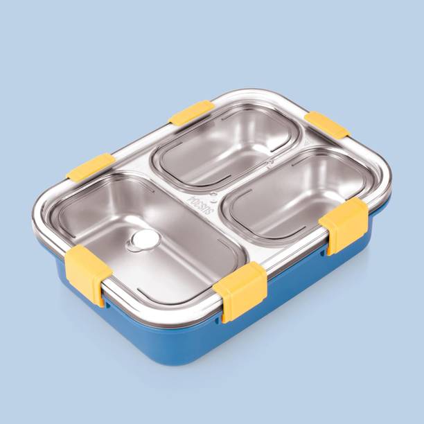 NAIRO Insulated Stainless Steel Lunch Box| 3 Compartment Tiffin Box 3 Containers 3 Containers Lunch Box