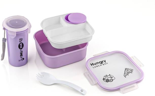 METGUNZ Leak Proof,Durable Lunch Box With 500ml Bottle For Kids,School,college,Office 1 Containers Plastic School Lunch Box