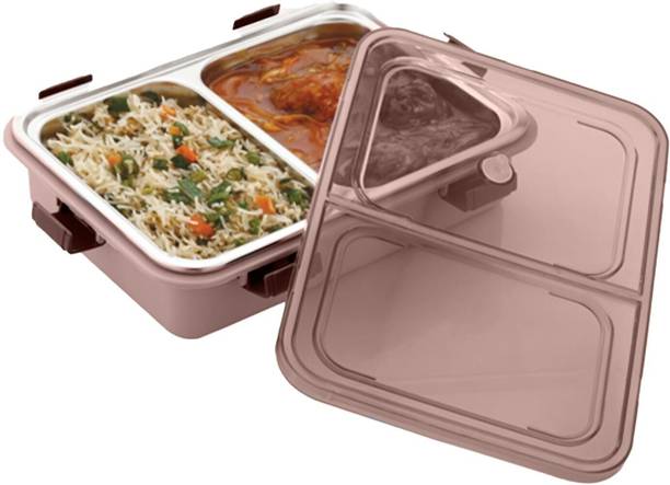 ROLON Fresh 2 | Brown | Dual-Compartment Lunch Box | Leakproof & Airtight 1 Containers Lunch Box