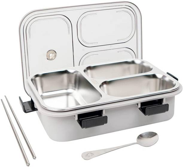 RBGIIT Lunch Box 3 Compartment Leak-Proof BPA Free Stainless Steel, Box for Kids A2 3 Containers Lunch Box