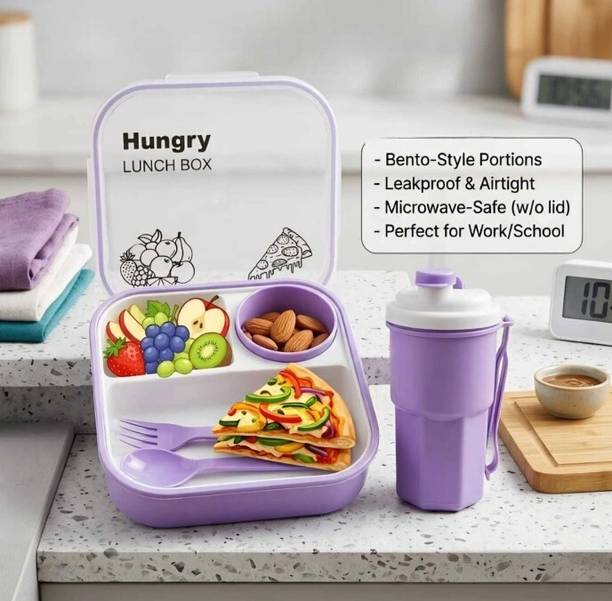 everlite Plastic School Lunch Box with 3 Containers 900 ml 3 Containers Plastic School Lunch Box