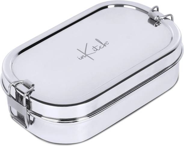 inKitch Stainless Steel Rectangle Lunch Box | Tiffin Box with Steel Inner Small Box 1 Containers Stainless Steel Office Lunch Box