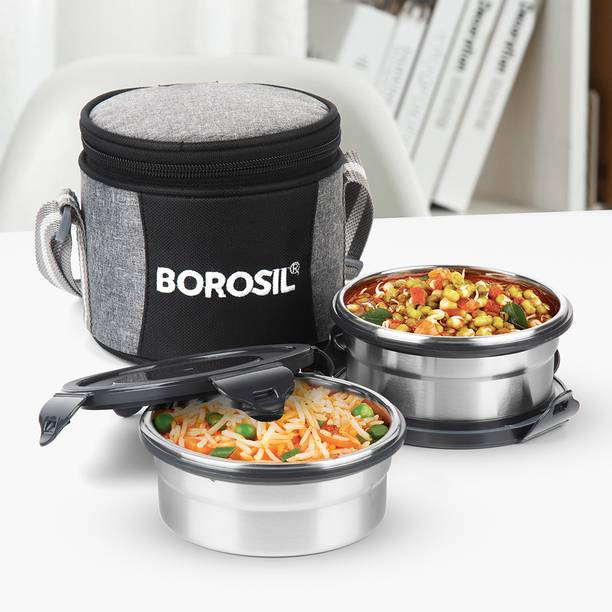 बोरोसिल Vertical Feast Lunch Box with Bag, Tiffin 2 कंटेनर लंच बॉक्स