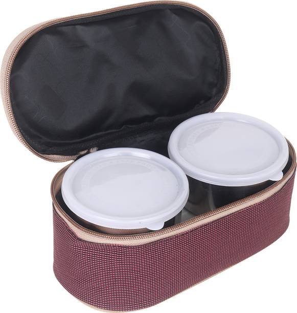 Vistamanya Plus Stainless Steel Maroon Lunch Box For College Use 3 Containers Lunch Box 3 Containers Lunch Box
