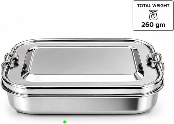 Metelio Stainless Steel Lunch Box with Portable Meal Box 2 Containers Stainless 