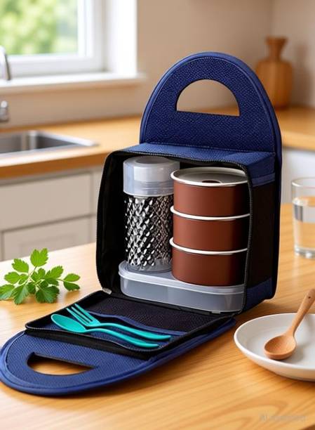 VDCart man office 4 Containers Stainless Steel Office Lunch Box