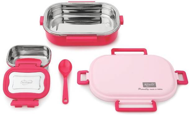 GALOOF Insulated Stainless Steel Lunch Box, Leak-Proof, BPA-Free, Clip-Lock Lid 2 Containers Lunch Box