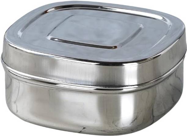 Sanimart Stainless Steel Square Lunch Box Dabba/Snacks Storage, School, Office Lunch Box 1 Containers Lunch Box