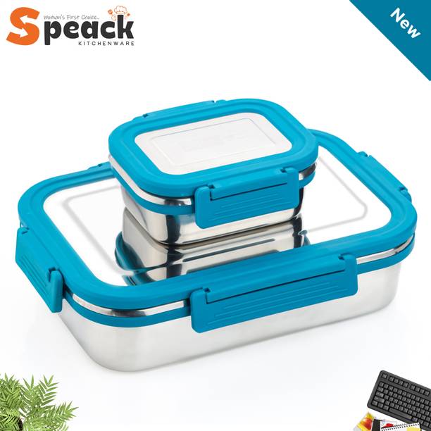 SPEACK Premium Quality Steel 2 Containers Lunch Box