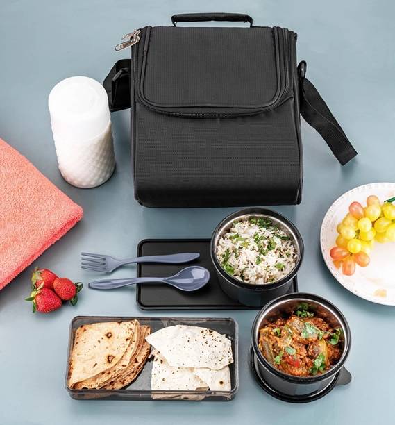 AK10ZONE Lofty Lunch Box with Insulated Fabric Bag 3 in 1 3 Containers Lunch Box